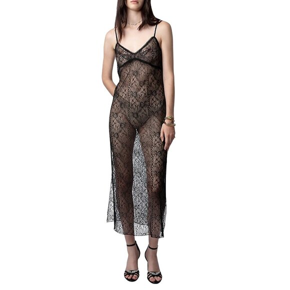 Zadig & Voltaire Dresses & Skirts - 74. ZADIG & VOLTAIRE Ryzig Sheer-lace Slip Dress Black Sheer Midi $498 EUC
